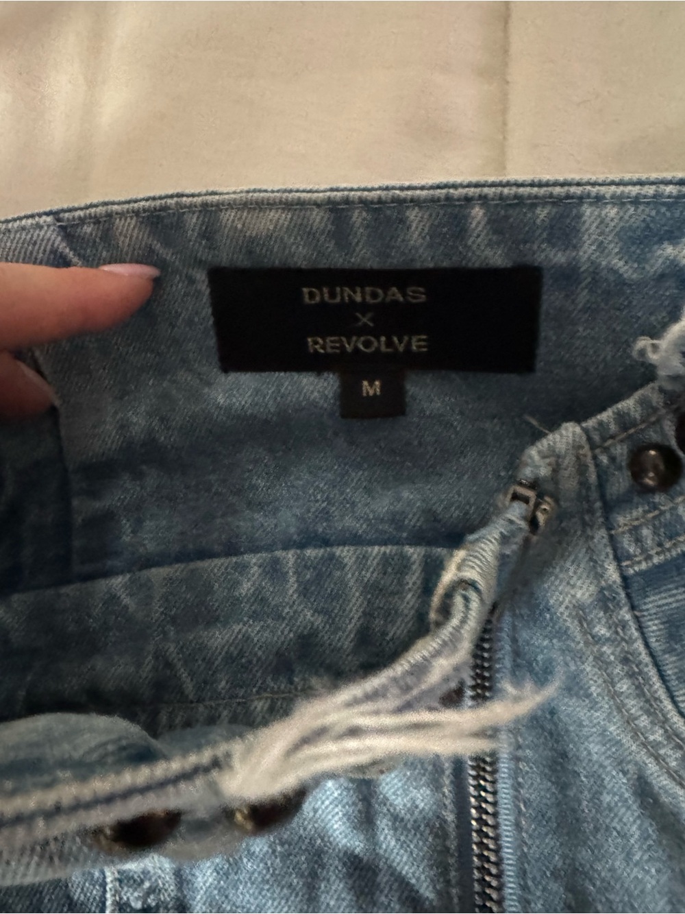 DUNDAS x Revolve Strapless Light Blue Denim Mini Dress with Cutouts - Picture 6 of 9